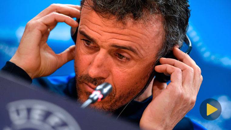 Luis Enrique, during the press conference in Champions League