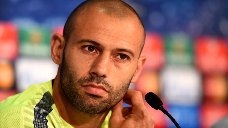 Javier Mascherano, during a press conference of Champions League