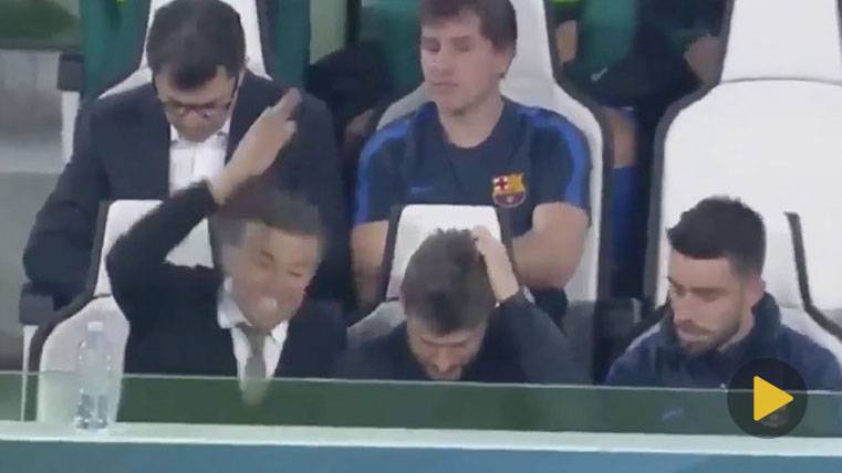 Luis Enrique, arremetiendo contra el banquillo del FC Barcelona