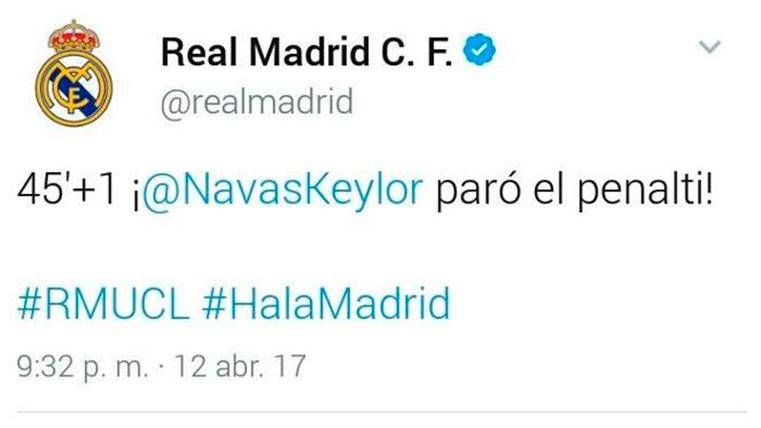 The Real Madrid said that the penalti of Arturo Vidal had stopped it Keylor Navas