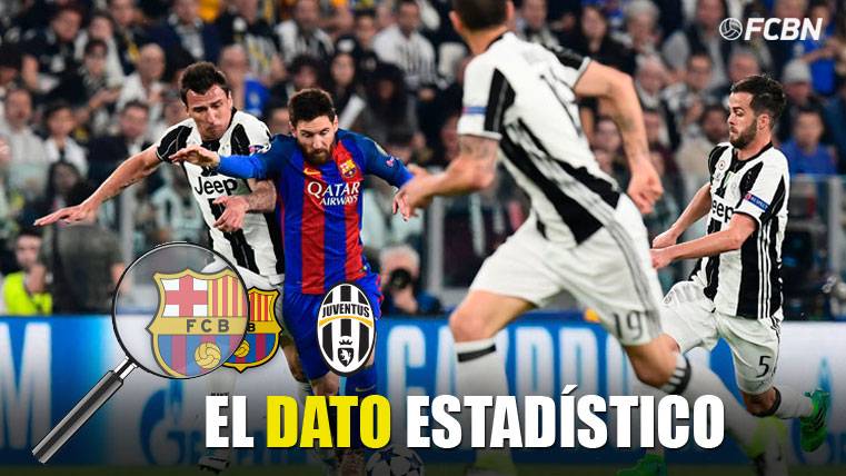 Leo Messi, intentando marcharse de cuatro jugadores de la Juventus