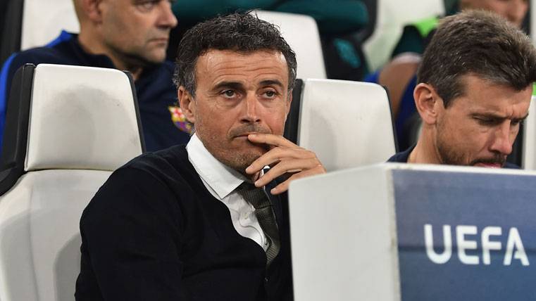 Luis Enrique, in the bench during the Juventus-Barcelona