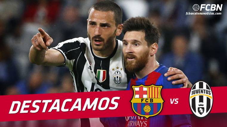 Bonucci, junto a Leo Messi en la ida de cuartos de Champions