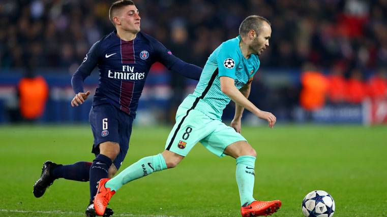 Marco Verratti, pursuing with the look to Andrés Iniesta