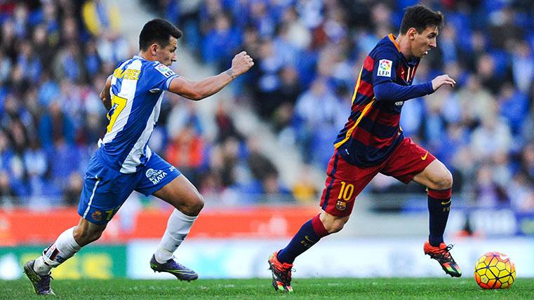 Leo Messi, in a launch of the Espanyol-Barça of the past course