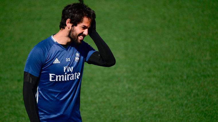 Isco Alarcón, during a training with the Real Madrid
