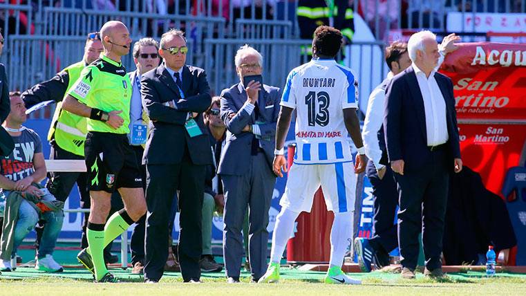 Muntari Goes  of the Cagliari-Fished after being abused by racist