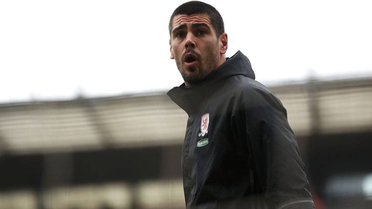 Víctor Valdés, during a training with the Middlesbrough