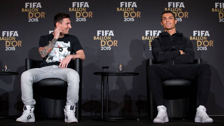 Messi and Cristiano Ronaldo, during the Gala of the Balloon of Gold 2015