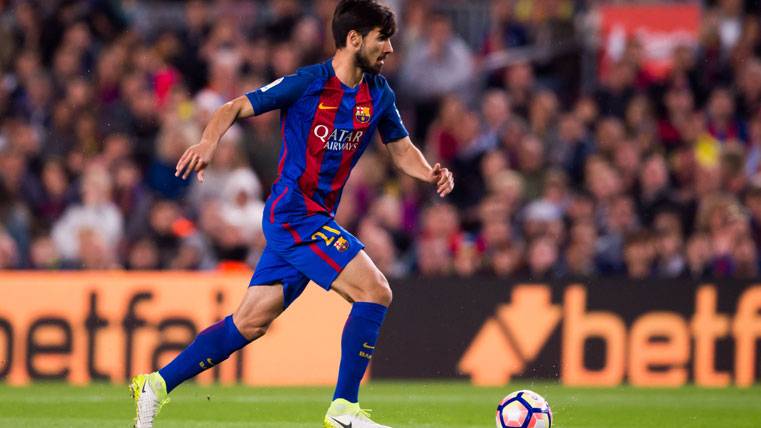 André Gomes, during a party with the Barça in the Camp Nou