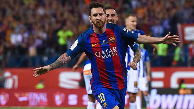 Leo Messi celebrando su gol en la final de Copa