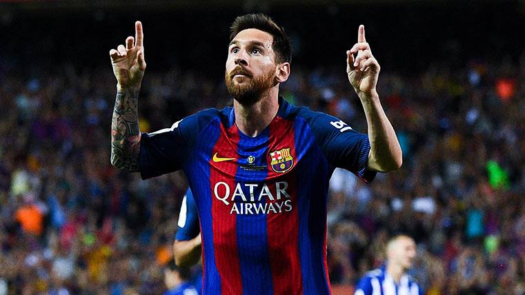 Leo Messi celebrating his goal in front of the Alavés in the final of Glass