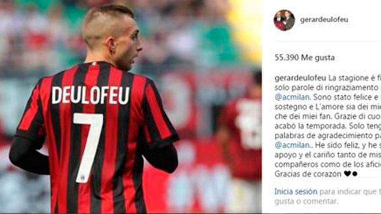 The letter of farewell of Gerard Deulofeu of the AC Milan