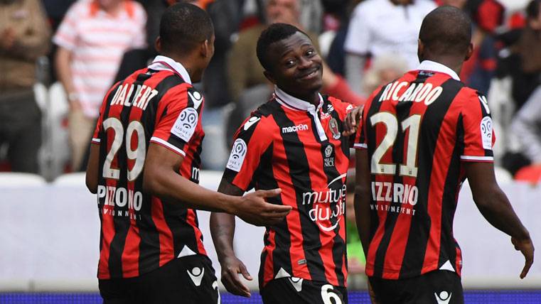 Seri, celebrando un gol marcado con el Niza esta temporada