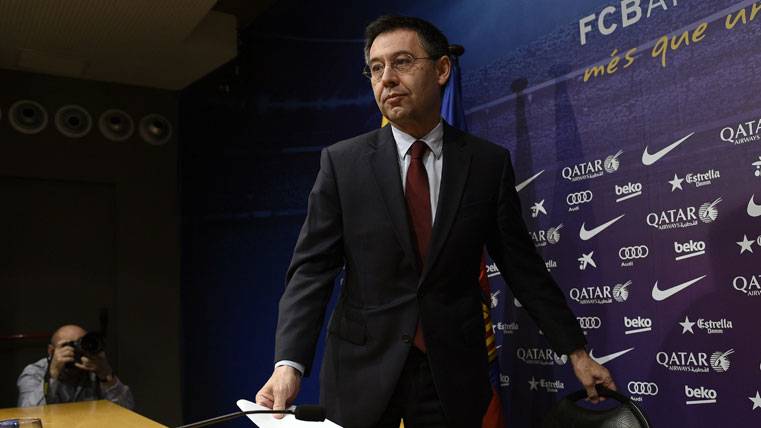 Josep Maria Bartomeu, during the announcement of Valverde like trainer