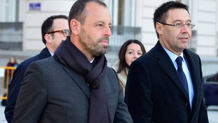 Josep Maria Bartomeu and Sandro Rosell, in an image of archive