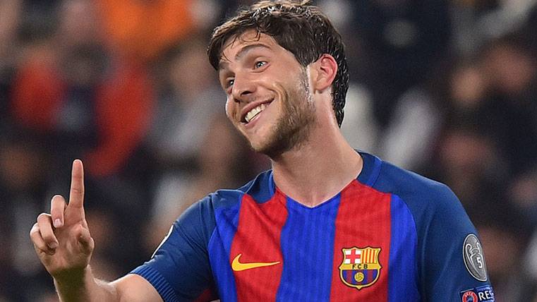 Sergi Roberto en una acción del Juventus-FC Barcelona de Champions