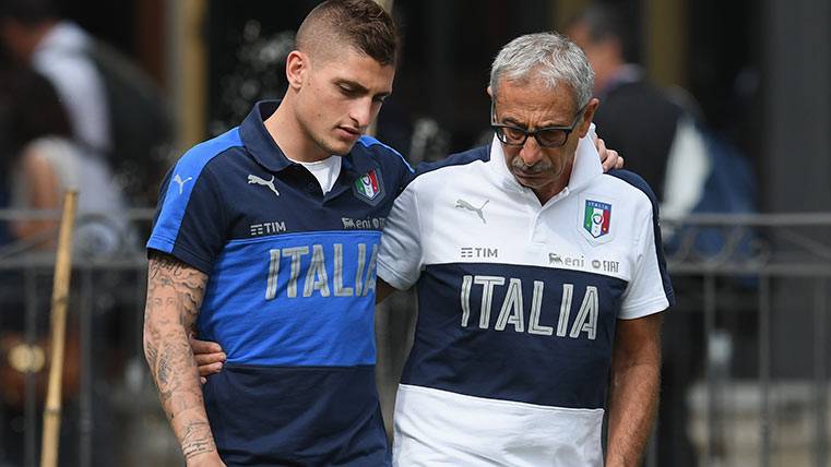 Frame Verratti, in the concentration with the selection of Italy