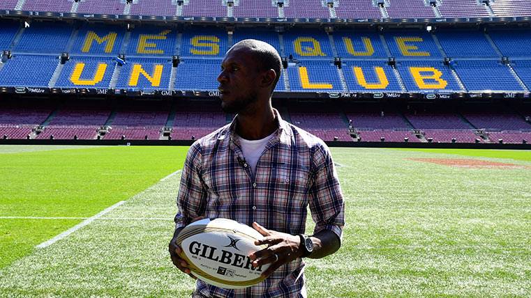 Eric Abidal, en el Camp Nou en un acto del FC Barcelona