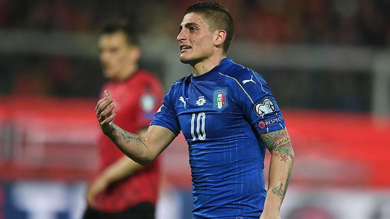 Marco Verratti en un encuentro con la selección italiana