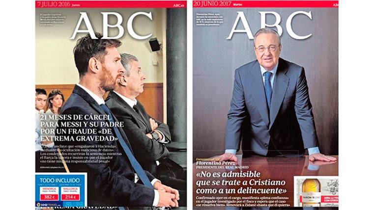 La diferencia en las portadas del ABC por los problemas de Messi y Cristiano