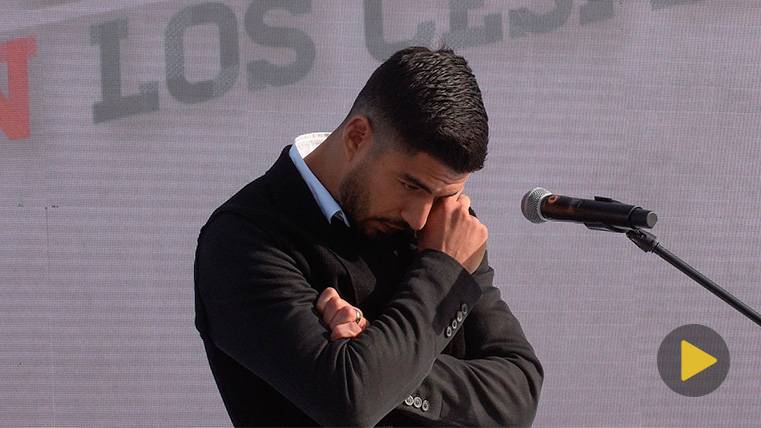 Luis Suárez, emocionado en el homenaje de Nacional Club de Football