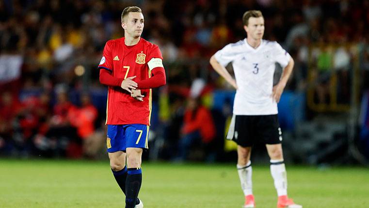 Gerard Deulofeu en una acción con la selección española en el Europeo Sub21