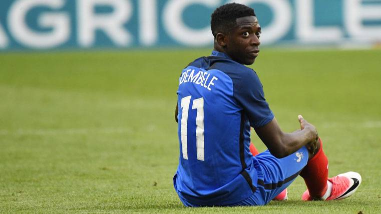 Ousmane Dembélé, durante un partido con la selección de Francia