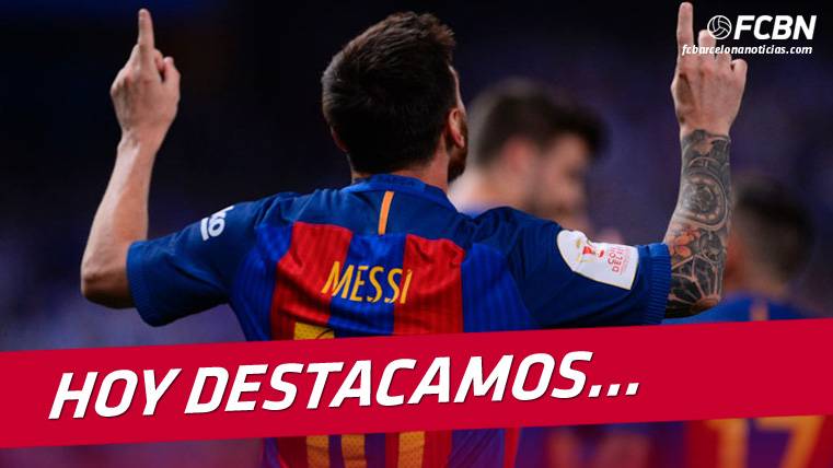 Leo Messi, celebrando un gol transformado con el FC Barcelona