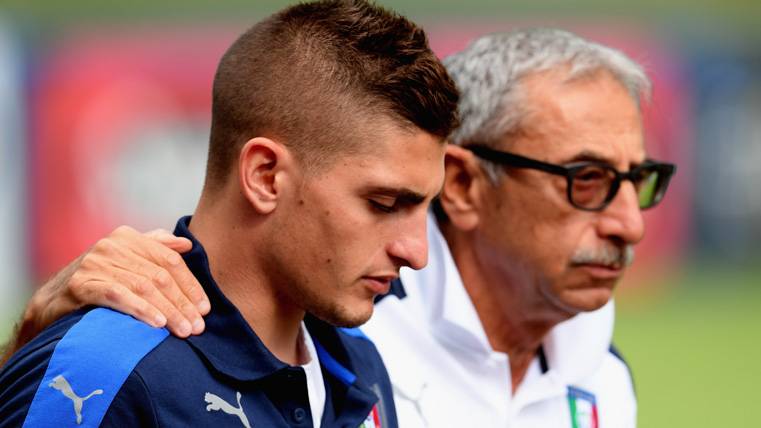 Marco Verratti, durante un entrenamiento con la selección de Italia