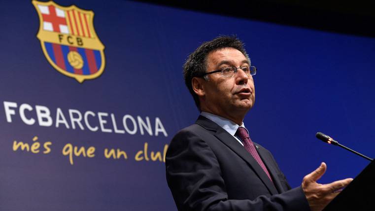 Josep Maria Bartomeu, during a conference with the FC Barcelona