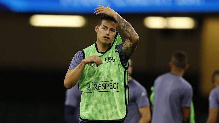 James Rodríguez, during a warming with the Real Madrid