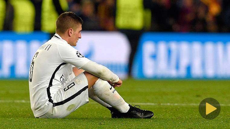 Marco Verratti en un partido de Champions con el PSG