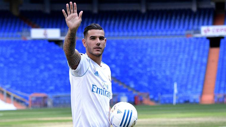 Theo Hernández, during his presentation with the Real Madrid