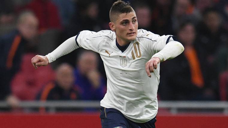 Marco Verratti, durante un partido con la selección de Italia