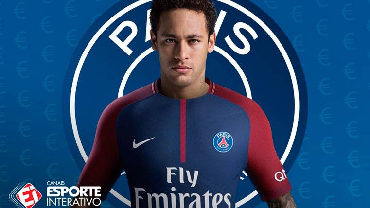 Neymar In a setting dressed with the colours of the PSG