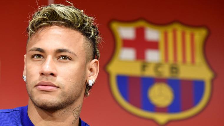 Neymar Jr, during the presentation of the agreement with Rakuten