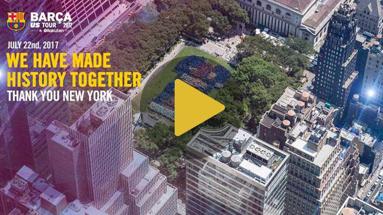 El gran mosaico de los aficionados del Barça en Nueva York