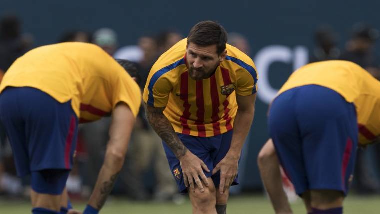 Messi en un entrenamiento