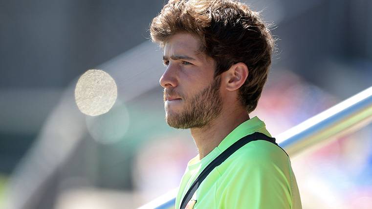 Sergi Roberto en un entrenamiento con el FC Barcelona