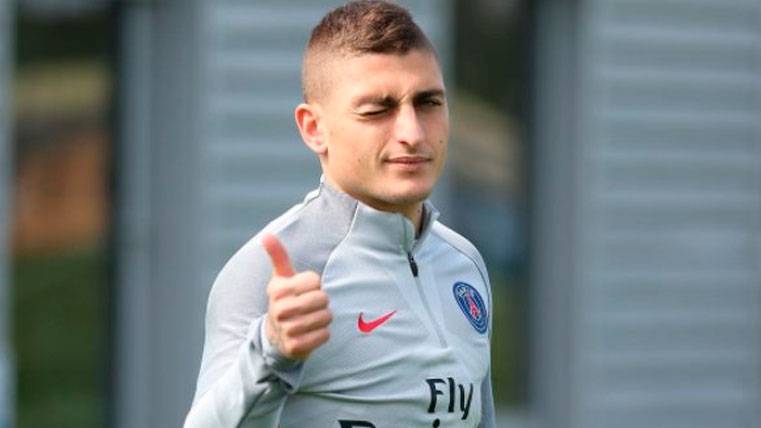 Marco Verratti en un entrenamiento con el PSG