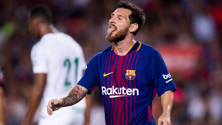 Leo Messi, celebrating the marked goal to the Chapecoense