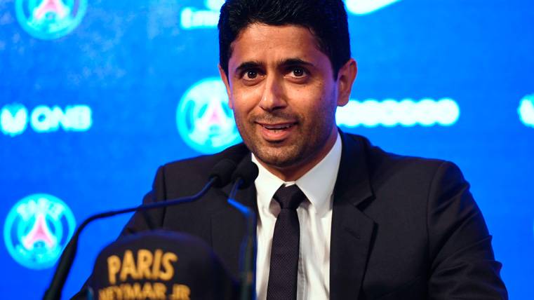 Nasser Al-Khelaifi, durante la presentación de Neymar con el PSG