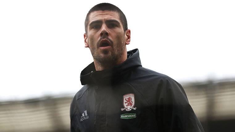 Víctor Valdés in the previous minutes to a party of the Middlesbrough