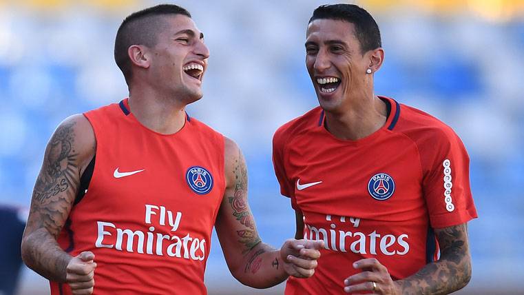 Verratti And Gave María, splitting of laugh in a training