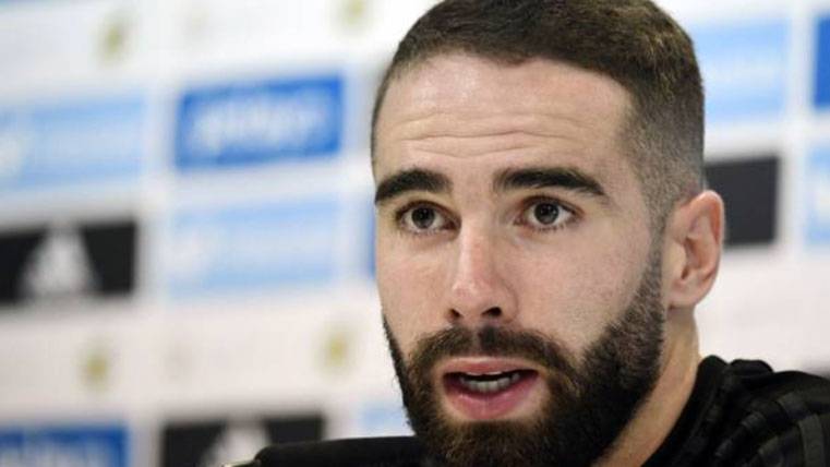Dani Carvajal, during a press conference with the Real Madrid
