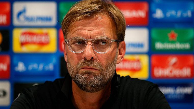 Jürgen Klopp en una rueda de prensa con el Liverpool