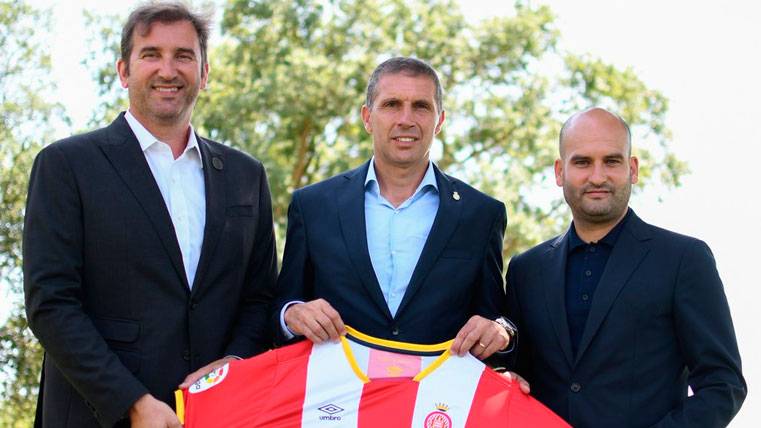 Soriano, CEO of the City, Delfí Geli, president of the Girona and Pere Guardiola