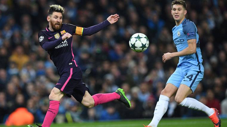 Leo Messi, durante un partido contra el Manchester City