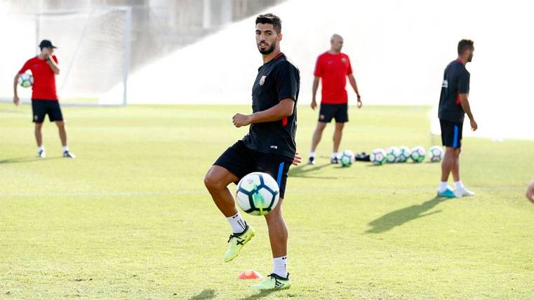 Luis Suárez en un entrenamiento con el FC Barcelona